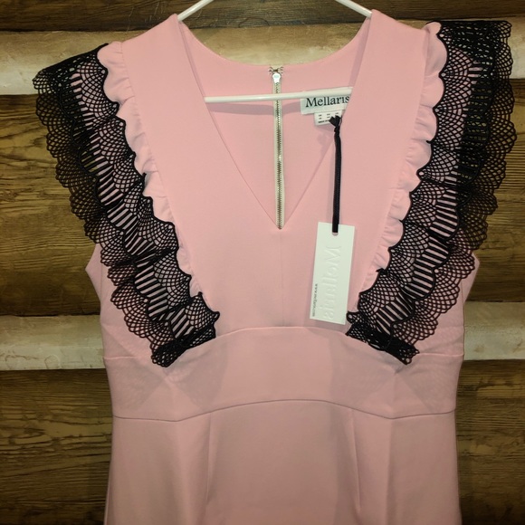 🆕 Mellaris Sofia Dress Pale Pink With Lace - Picture 14 of 16